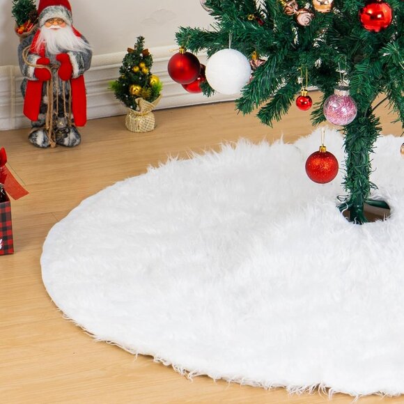 Other - 59 In Christmas Tree Skirt Faux Fur Tree Skirt for Party Decorations X003Y9GVVR